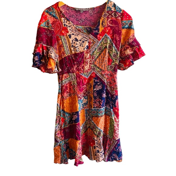 Sharagano Patchwork Print Fit & Flare Dress Size 4 - Picture 3 of 8